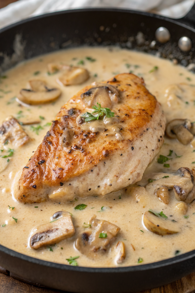 Creamy Garlic Mushroom Chicken Recipe