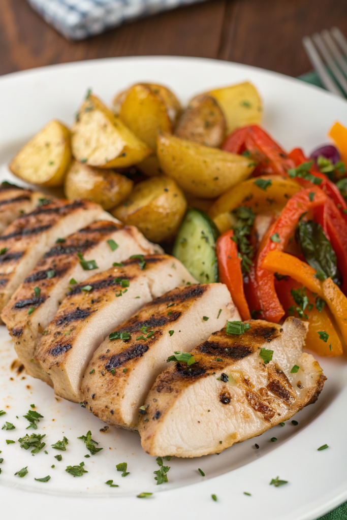 Grilled Chicken with Roasted Veggies Potatoes