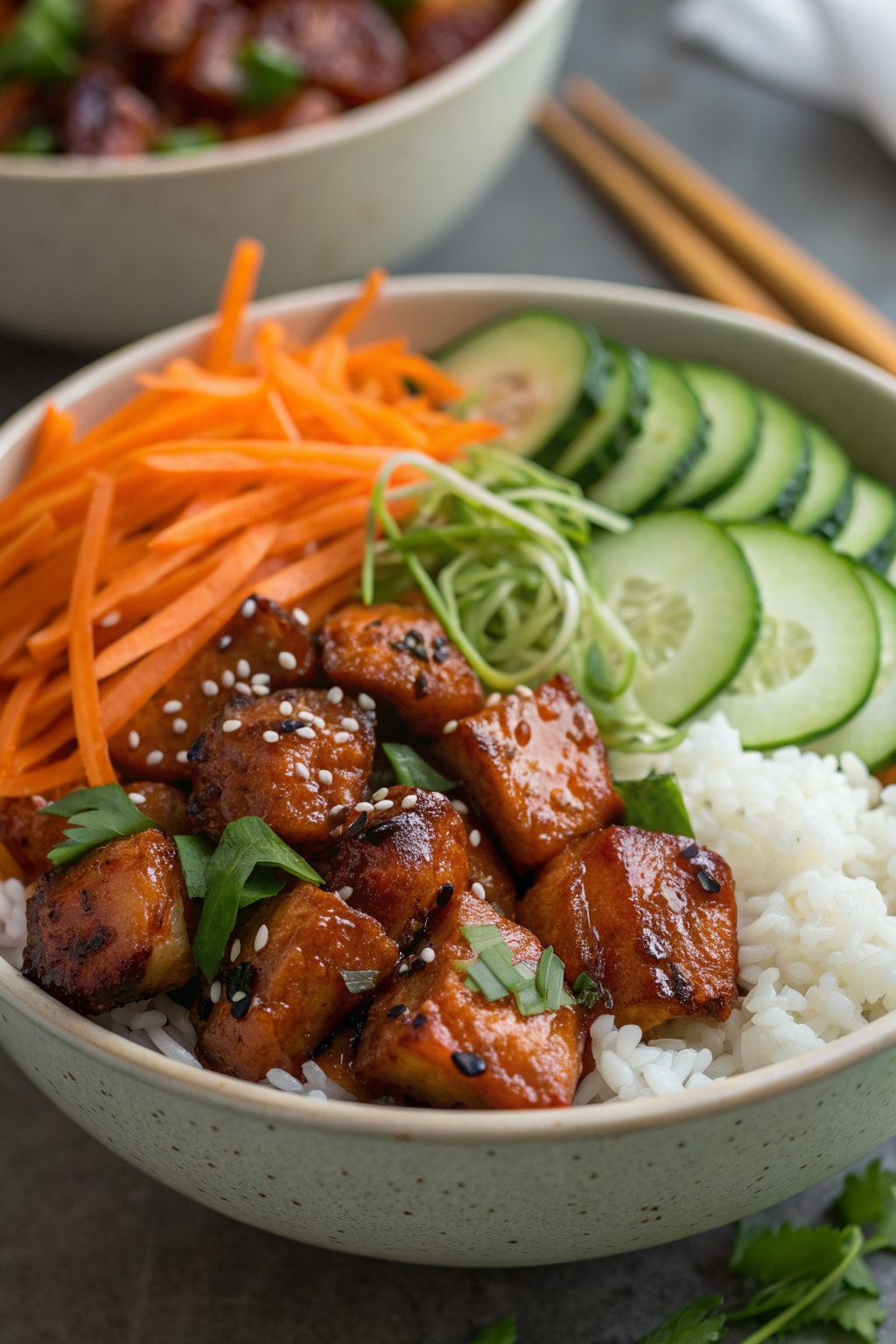 Sweet Chili Chicken Rice Bowls with Chicken Thighs