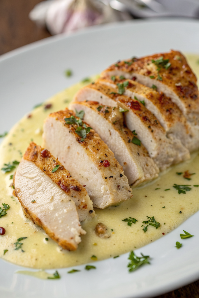 Baked Caesar Chicken with Creamy Parmesan Sauce