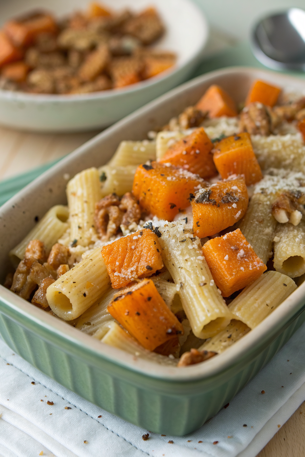 Cheesy Pasta Bake with Pumpkin Tomato Sauce