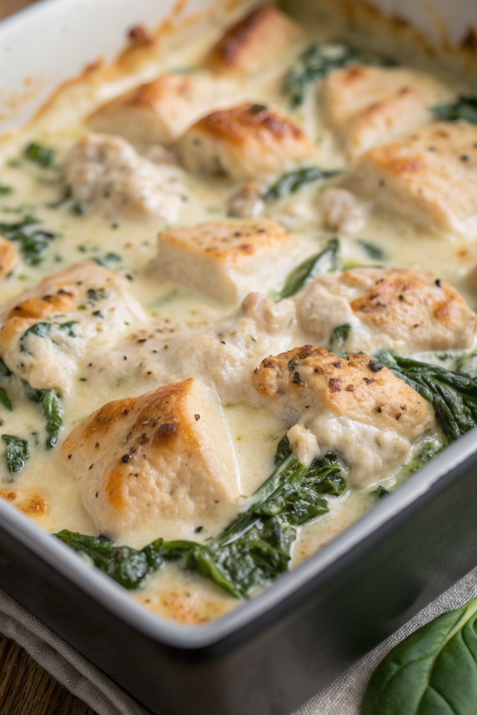 Chicken and Spinach Casserole with Cream Cheese