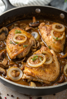Cider Braised Chicken With Caramelized Onions