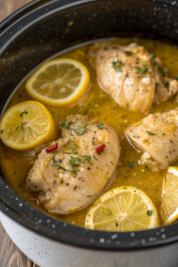 Crock Pot Chicken thighs Recipe with Lemon Garlic Butter