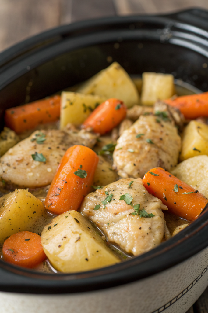 Crock Pot Garlic Butter Chicken with Potatoes and Carrots