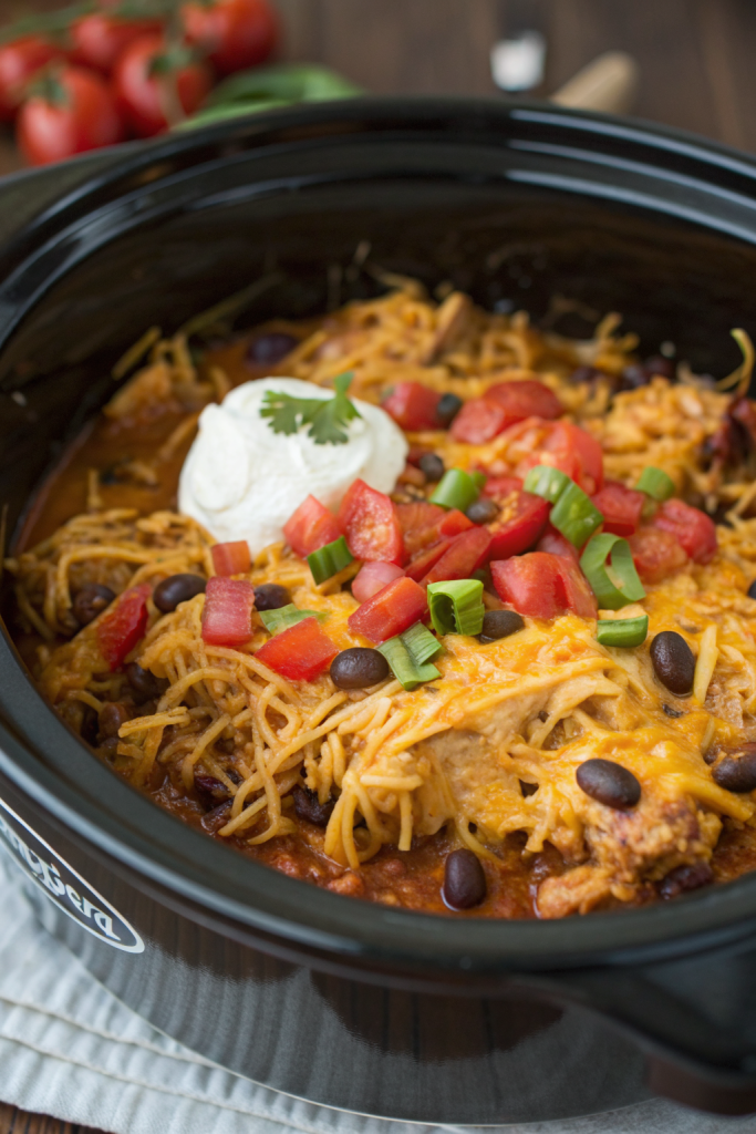 Crockpot Chicken Enchilada Casserole Recipe