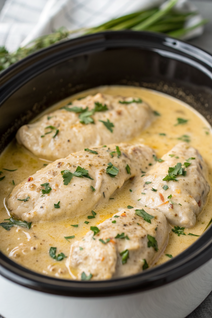 Crockpot Creamy Garlic Parmesan Chicken Recipe