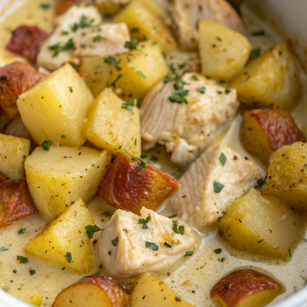 Garlic Parmesan Crockpot Chicken and Potatoes