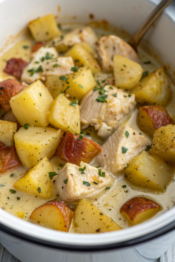 Garlic Parmesan Crockpot Chicken and Potatoes