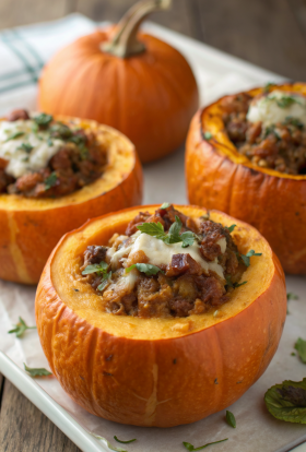 Ground Turkey & Brown Butter Sage Stuffed Pumpkins