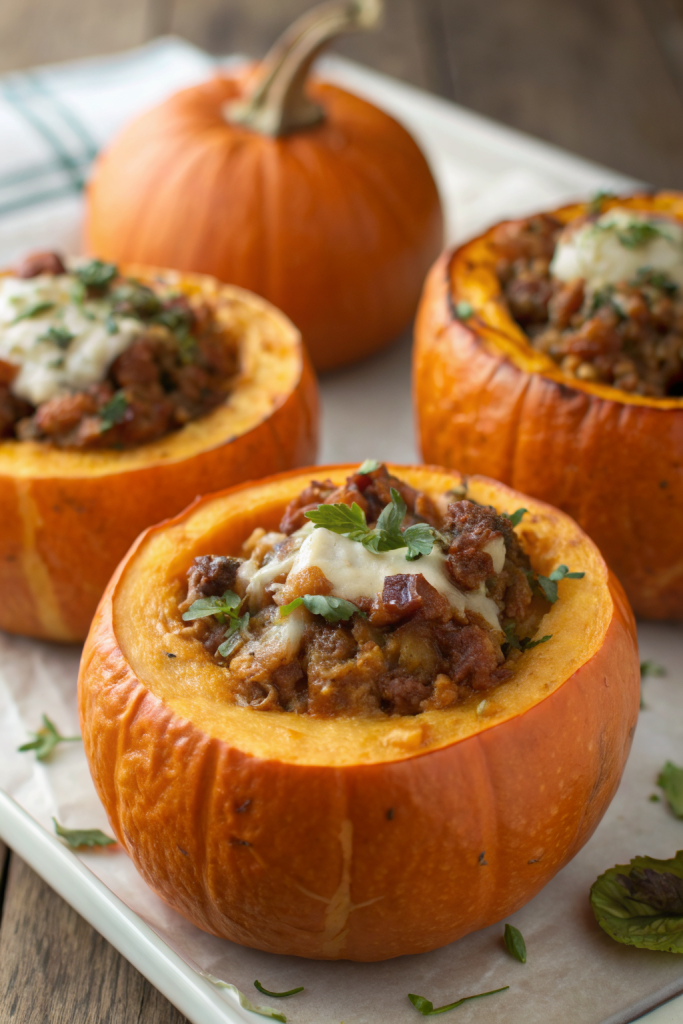 Ground Turkey & Brown Butter Sage Stuffed Pumpkins