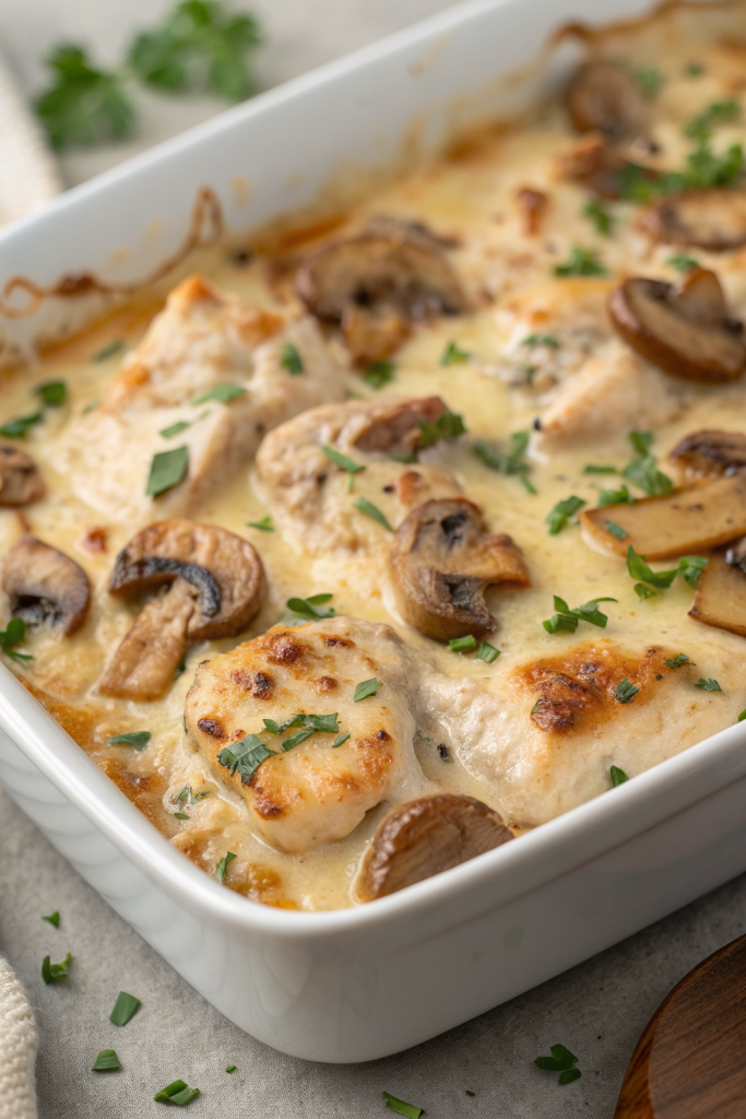Keto Garlic Mushroom Chicken Casserole Recipe