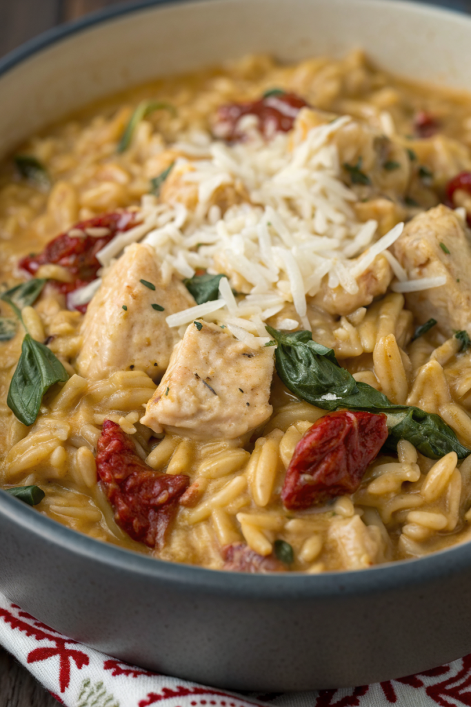 Slow Cooker Creamy Tuscan Chicken Orzo Recipe