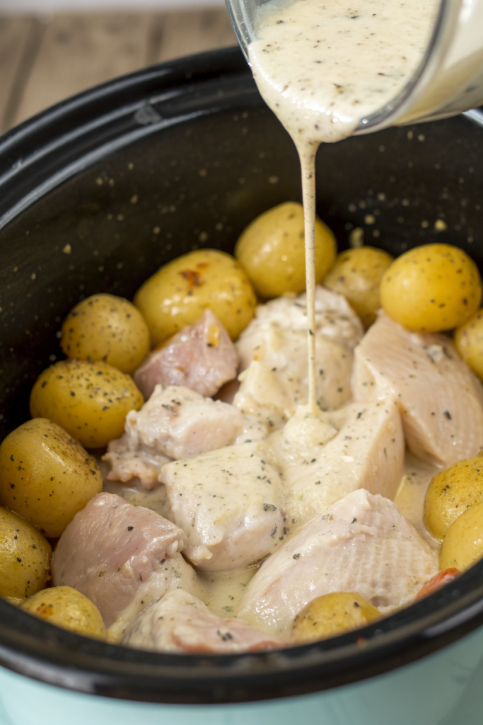 Slow Cooker Parmesan Garlic Chicken and Potatoes