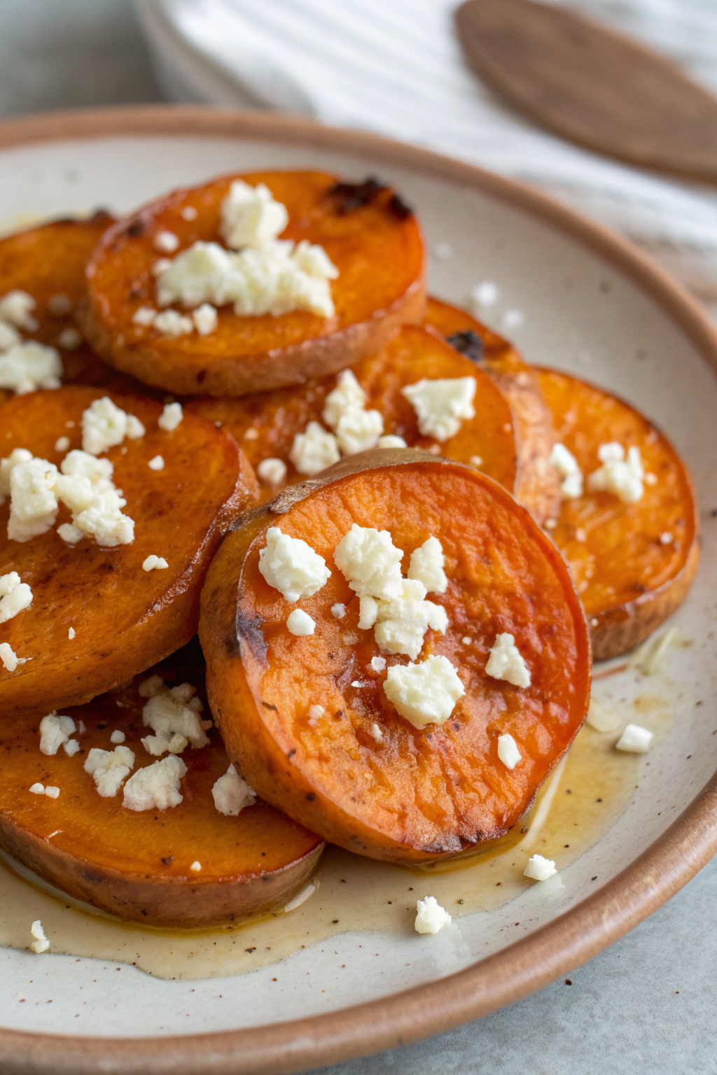 Sweet Potato Rounds with Honey & Feta Crumble