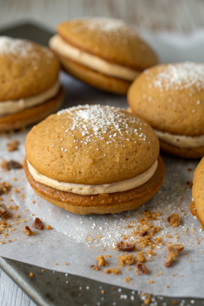Apple Cider Whoopie Pie cookies with Caramel Filling