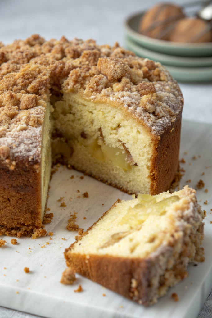 Apple Crumb Cake with Cinnamon Apple Drizzle