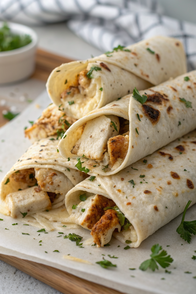 Cheesy Garlic Chicken Wraps Recipe