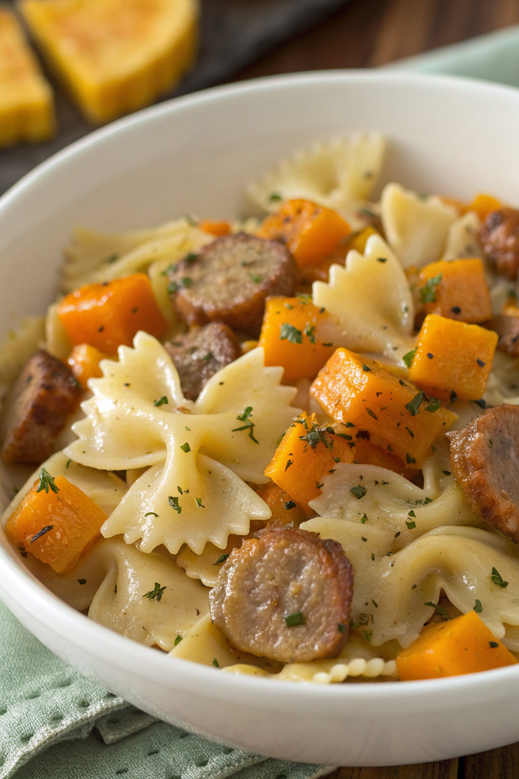 Creamy Butternut Squash Pasta with Sausage and Spinach