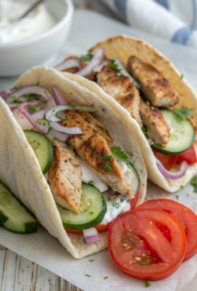 Crockpot Greek Chicken Pitas with Tzatziki