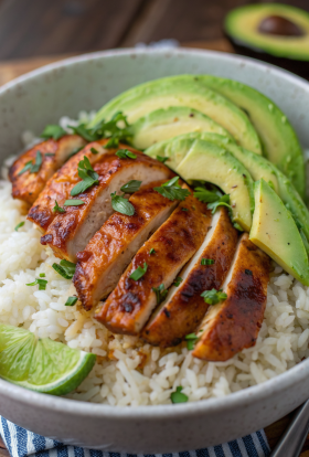 Honey Lime Chicken & Avocado Rice Bowl Recipe