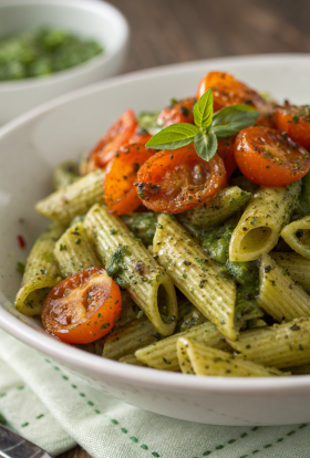 Pesto Pasta With Roasted Vegetables