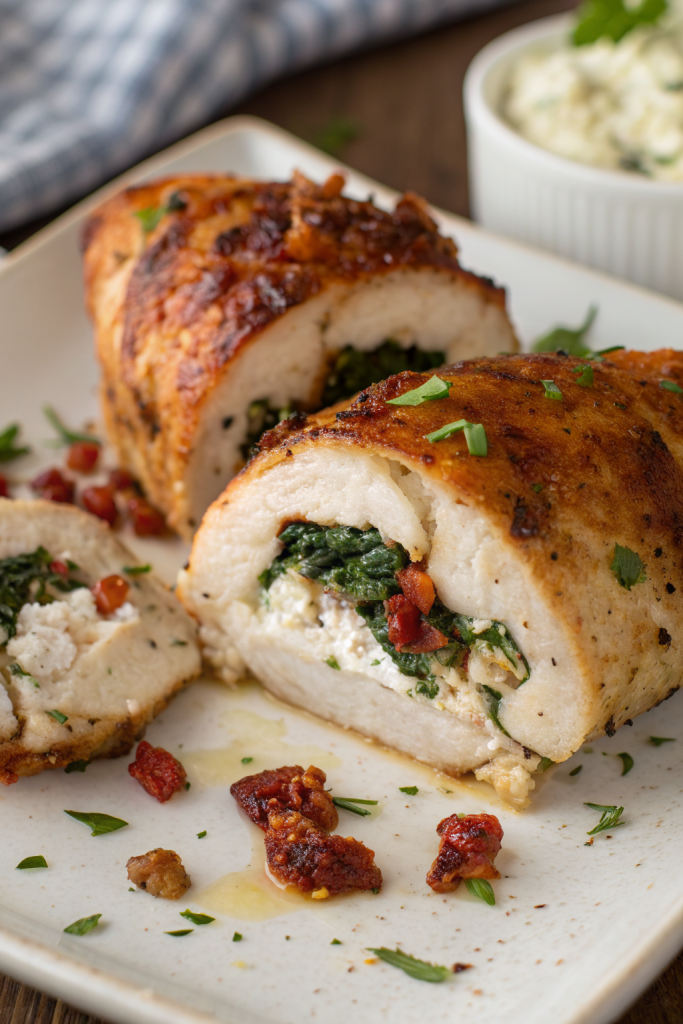 Tasty Chicken Breast with Feta and Spinach