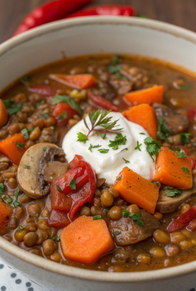 Vegan Lentil Mushroom Stew Recipe
