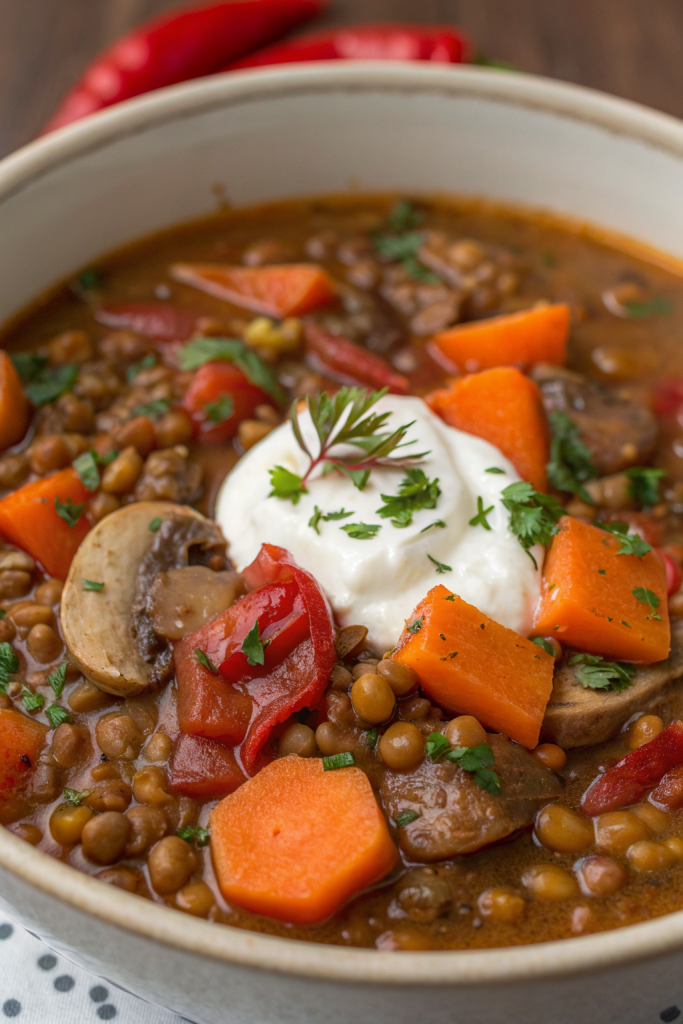 Vegan Lentil Mushroom Stew Recipe